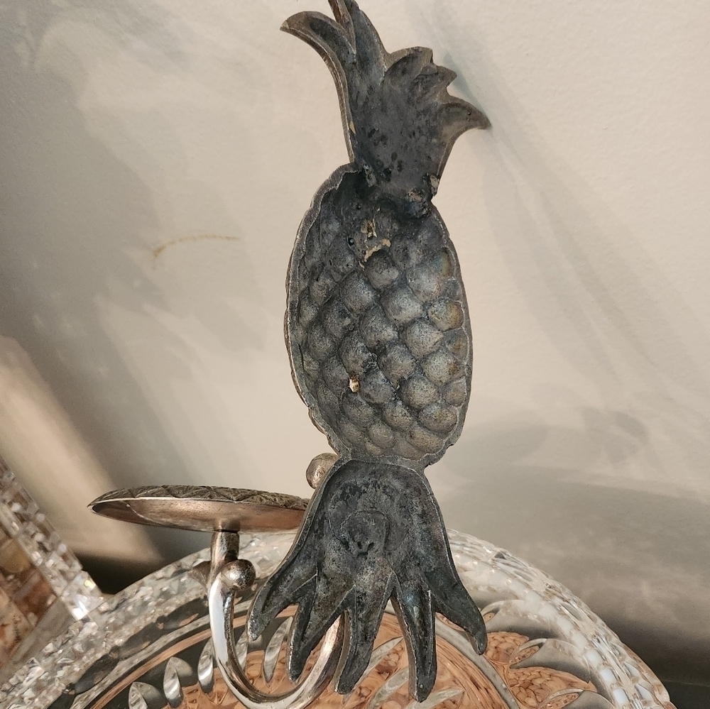 🍍Vintage Heavy Metal Pineapple‎ 🕯 Candle Sconce Pewter - Picture 5 of 11